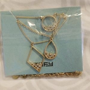 Women's gold necklace 3 piece set